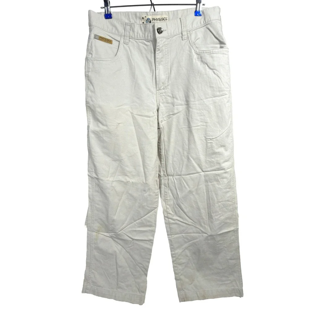 Phys.Sci Carpenter Pants 34x32 Mens Canvas Utility Stone White